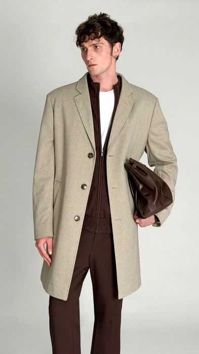 Пальто Andreas Moskin серо-бежевое мужское, чоловіче пальто