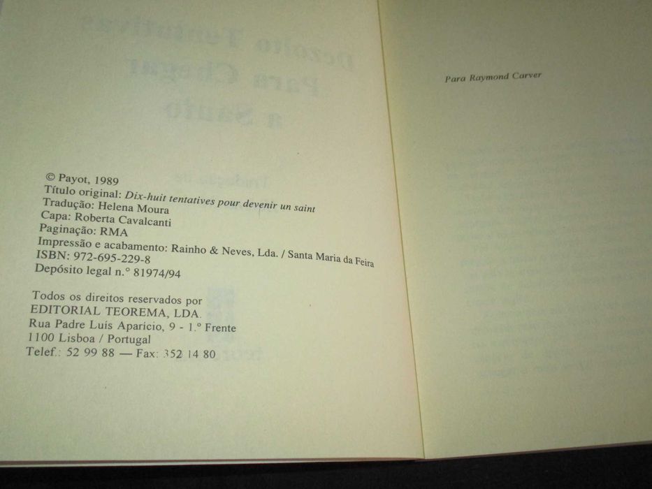 Livro Dezoito Tentativas para chegar a Santo Jean Vautrin