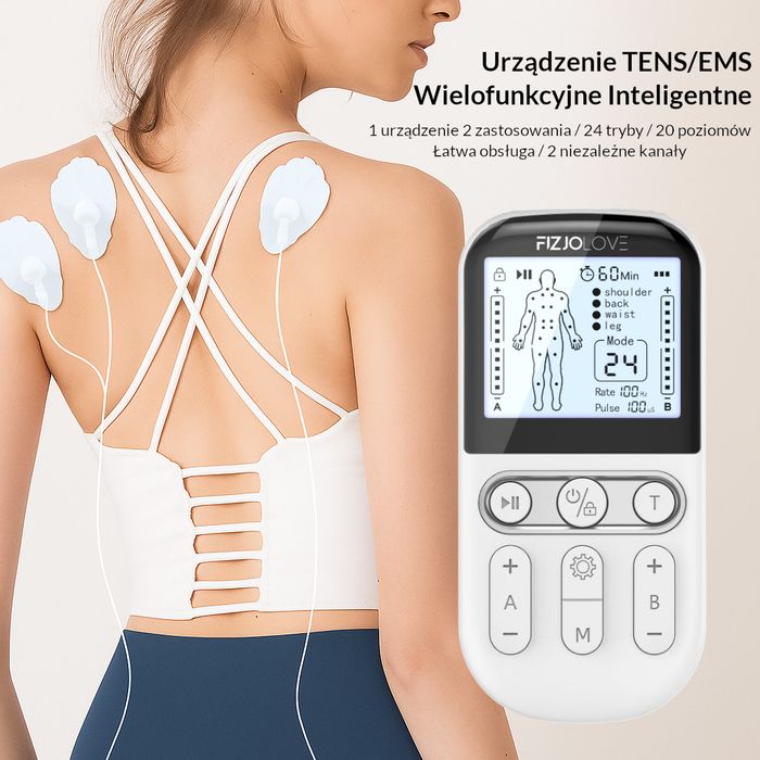 Elektrostymulator mięśni tens ems masaż stymulacja biały AS9026