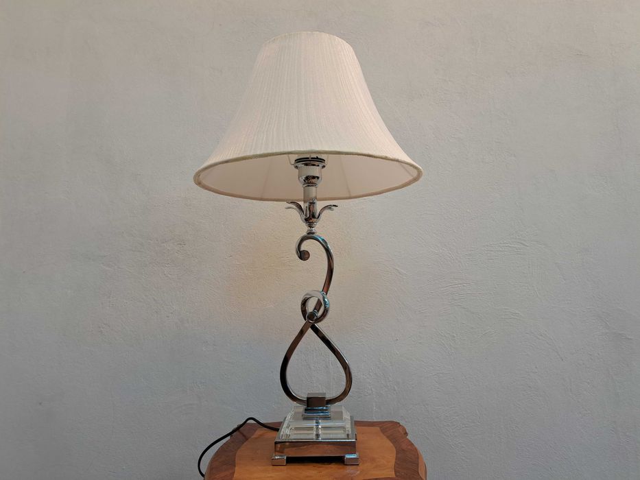 Lampa stołowa włoska chromowana srebrna glamour