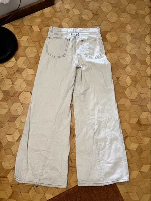 Spodnie damskie GANNI cargo baggy denim White Jeans 26