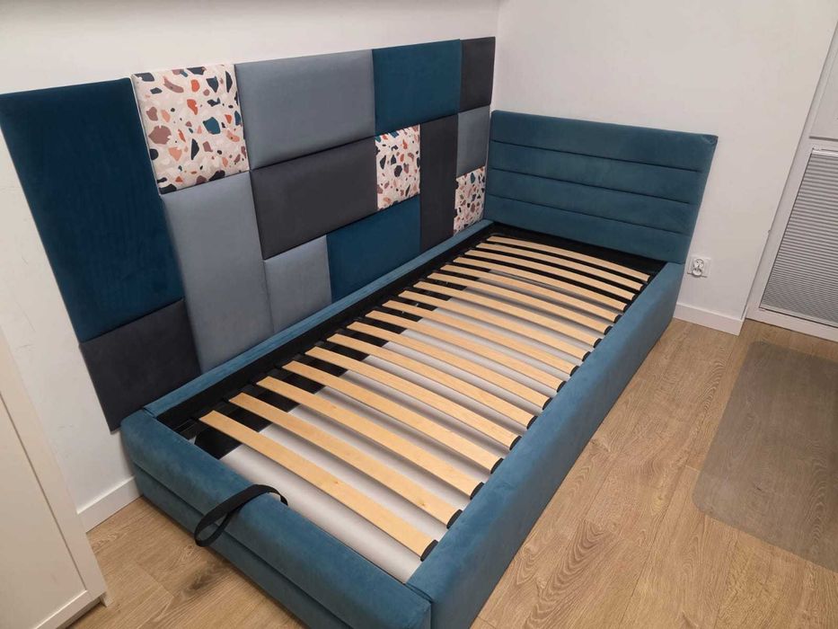 Łóżko młodzieżowe 90x200 tapicerowane stelaż TOPAZ