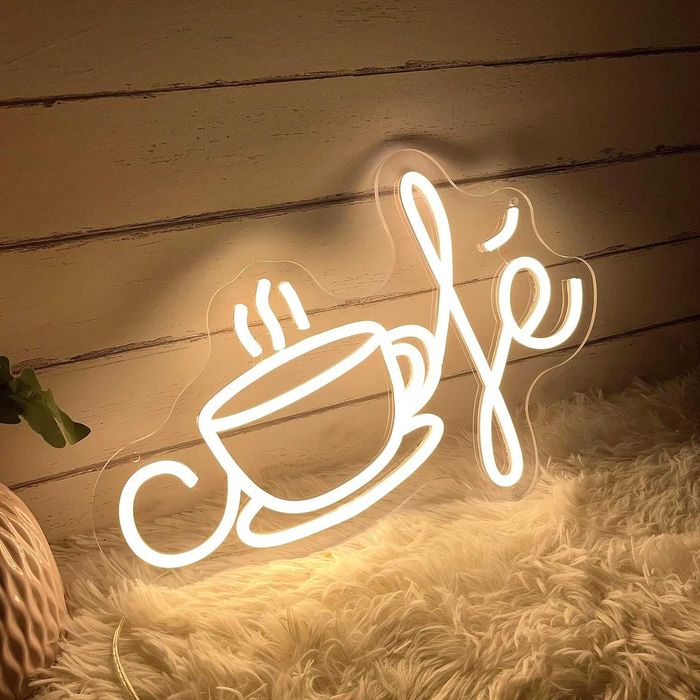 Letreiro Luminoso Néon LED em Acrílico Logo Chávena de " Café "