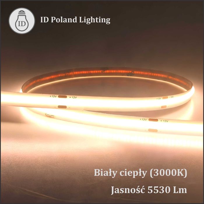Taśma LED COB 3000K 5m rolka 320 diod/m 12V  IP20
