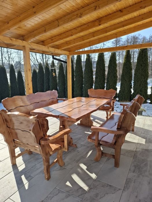 Meble ogrodowe stół ławki krzesła dla 10-12 osób altana parasol ogród