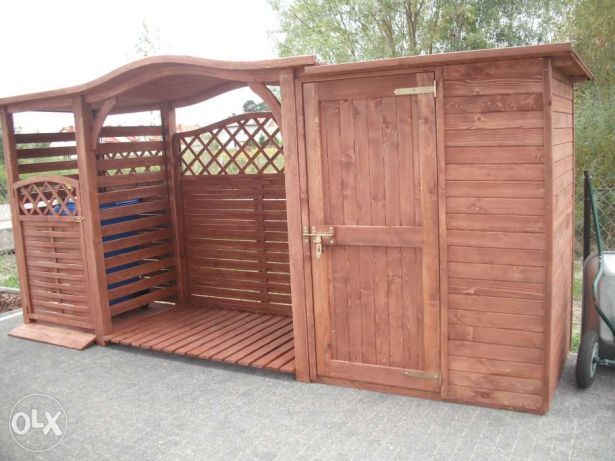 Zadaszenie na kosz 1 x 1,1m + drewutnia 2 x 1,1m z dach fala + domek