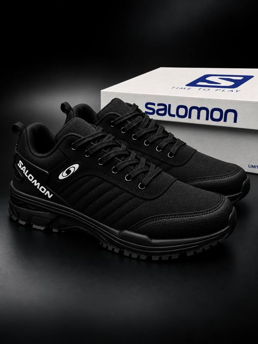 Мужские кроссовки Salomon Черные термо стильные спортивные лёгкие осенние беговые кросівки чорні стильні спортивні великі розміри термо мембрана