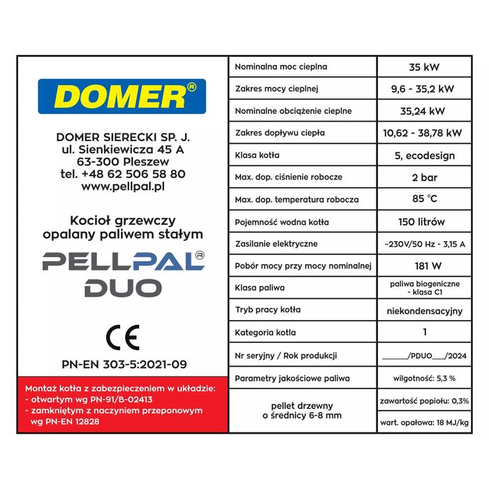 Kocioł na Pellet 35 kW 5 klasa ecodesign A+ Dotacja
