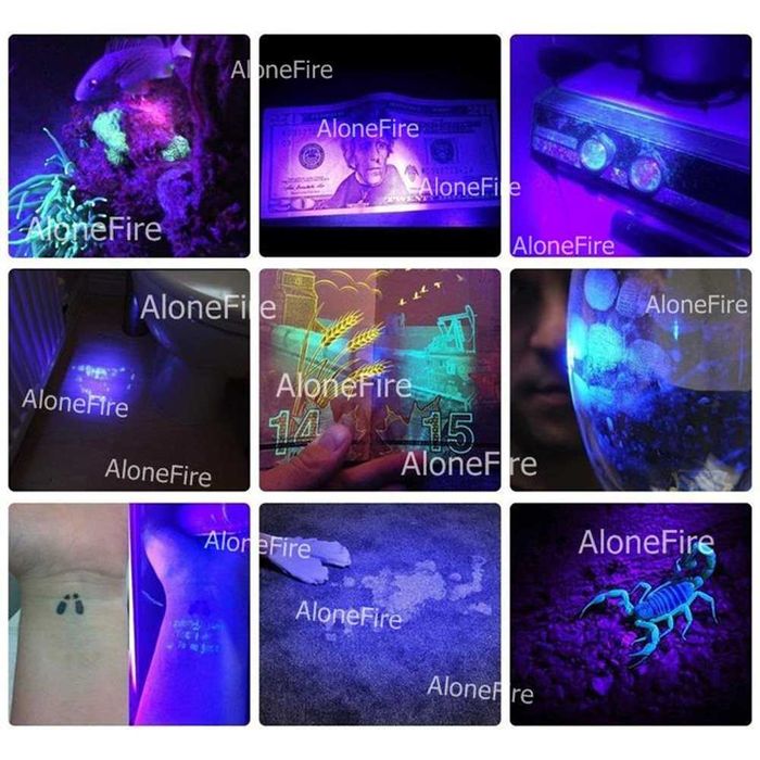 Latarka UV Alonefire 128 LED 395nm dużej mocy