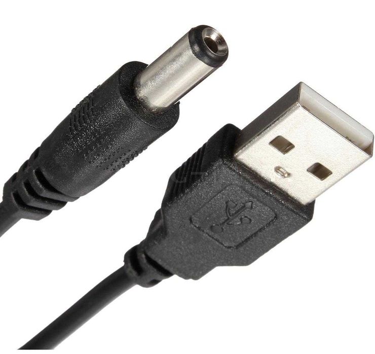 Cabo USB para Ficha DC 5.5 barrel Jack Redondo