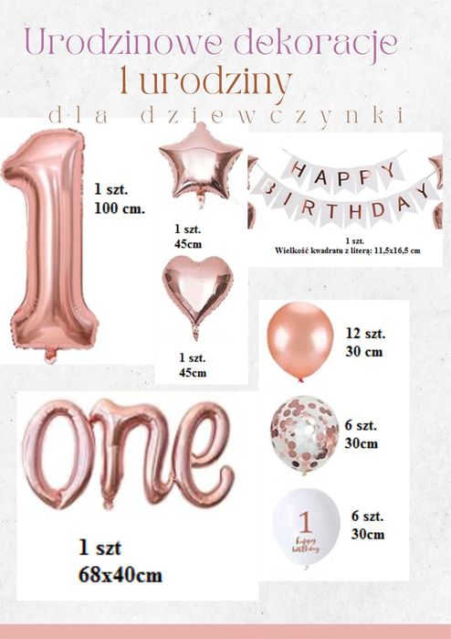 Zestaw balonów urodzinowych ROSE GOLD