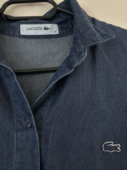 Sukienka koszulowa jeansowa z krotkim rekawem LACOSTE
