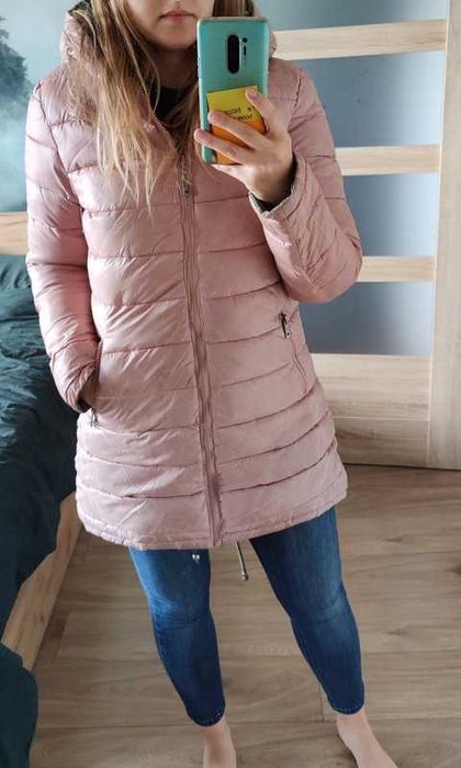 Kurtka damska parka khaki różowa rozmiar S rozmiar M