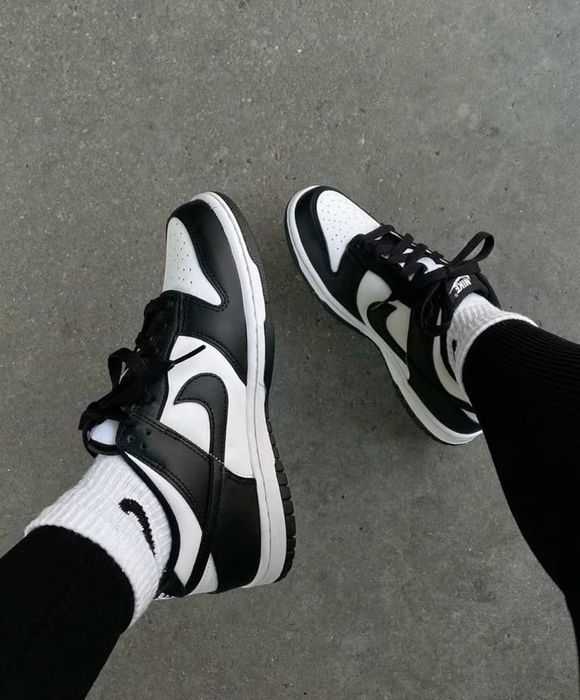 Nike Dunk Low Black White Panda кросівки найк данк шкіряні демісезонні
