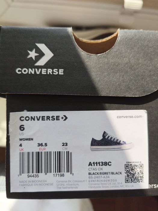 Niskie trampki Converse Brokatowe czarne 36,5