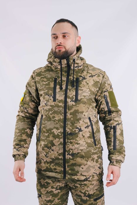 Військова форма зимова піксель теплий тактичний костюм з флісом