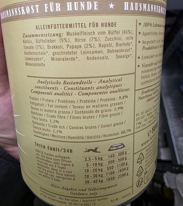 Terra Canis  wartość ponad 280 za 180.! Bawół z prosem 15x800g