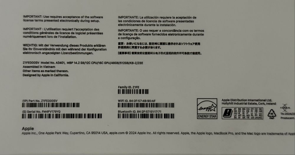 Laptop Apple MacBook Pro 14 M4 Pro 12CPU 16GPU 48Gb Ram 512Gb SSD-nowy