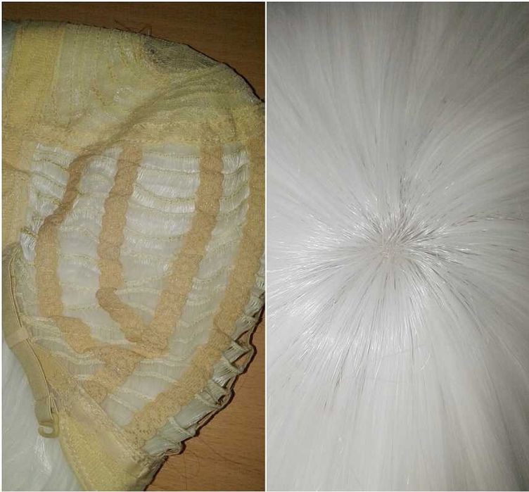 Długa prosta biała peruka 100cm z grzywką cosplay biały długi wig