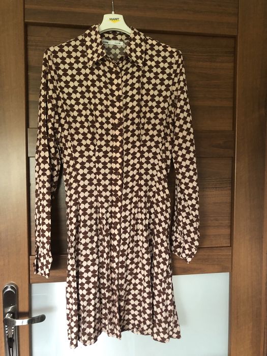 Sukienka krótka beżowo- brązowy wzór Sinsay rozm XS / S