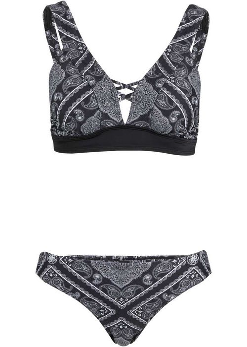 B.P.C bikini bralette czarne we wzory 38.