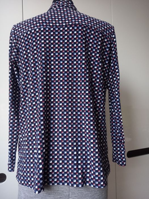 Bluzka koszula z długim rękawem PRL Vintage kratka roz M L 38 , 40