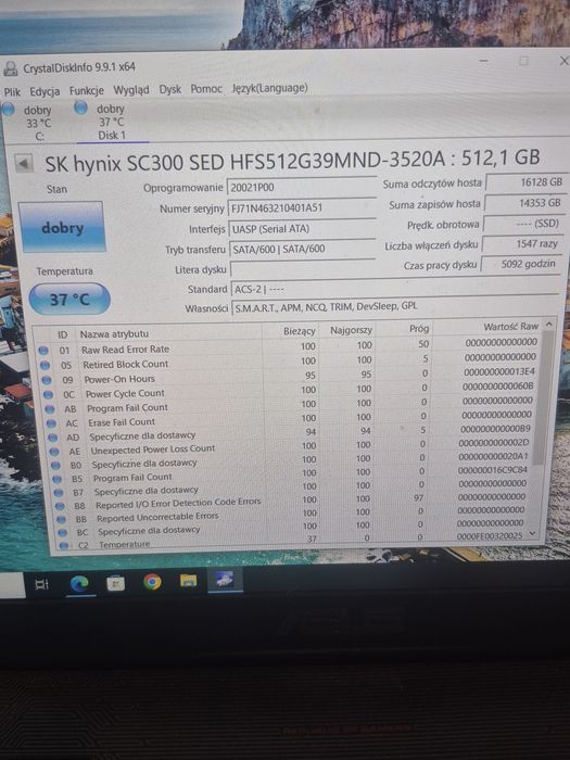 Dysk SSD M2 sata 512GB SKhynix