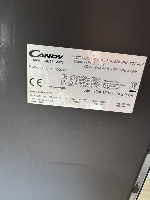 Nowa Płyta indukcyjna CANDY CIB633V4TP Pole bridge
