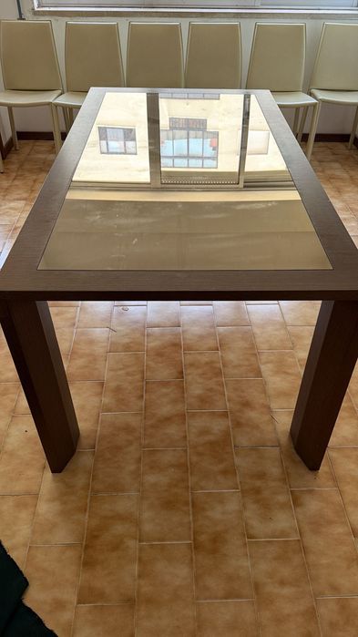 Mesa de jantar extensível madeira c/cadeiras