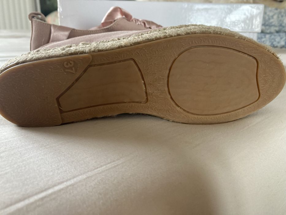Eva Minge NOWE buty sznurowane espadryle rozm.37 pudrowy róż