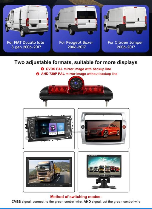 Luz de travão c/ câmara de marcha-atrás HD Fiat Ducato Peugeot Citroen