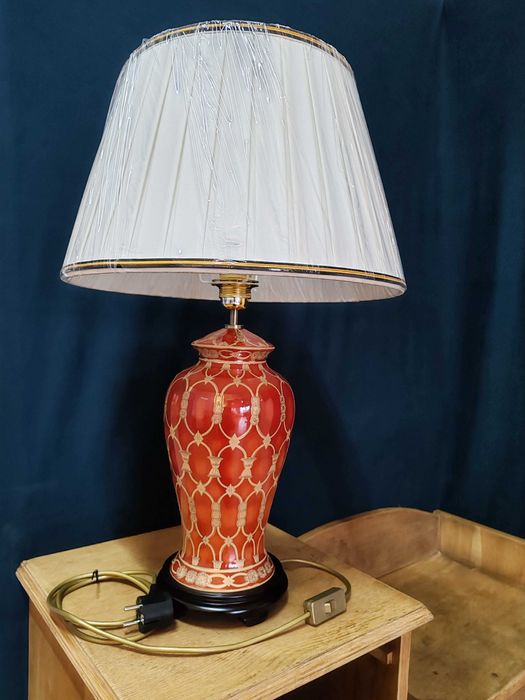 Datai, lampa stojąca, nablatowa, terakotta, abażur