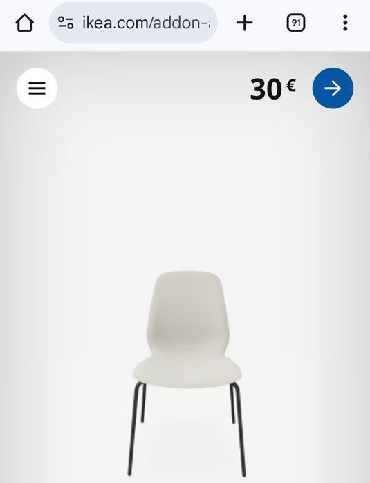 Cadeiras de estrutura de metal IKEA 4 cadeiras brancas