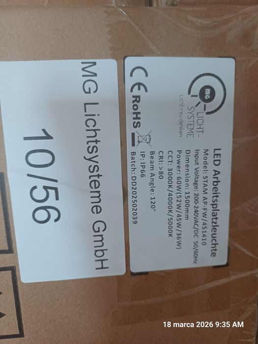 Lampy LED przemysłowe- 150cm 140Lm/W IP66 magazyn hala warsztat