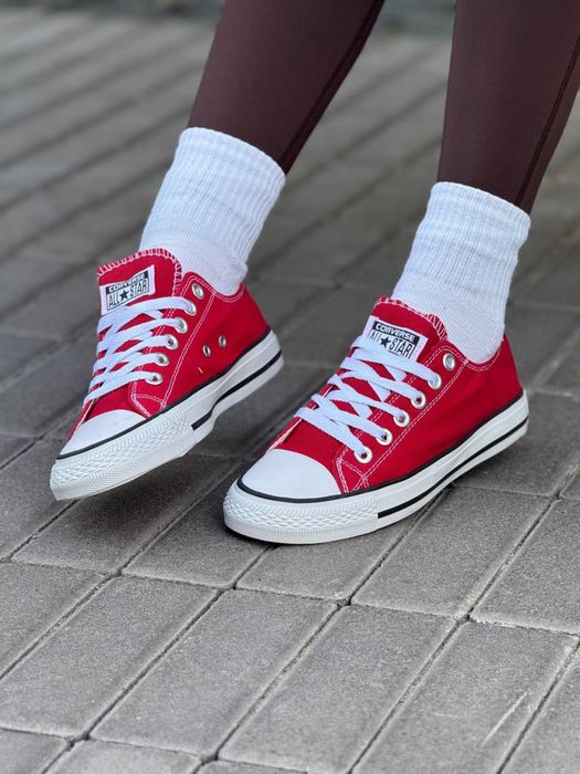Converse All Star Red жіночі конверси червоні низькі 36-41