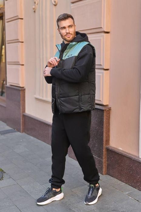 Чоловічий теплий спортивний костюм трійка батник+штани+жилетка тринити