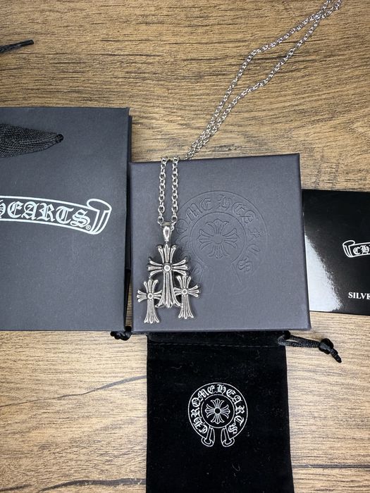 Ланцюжок з кулоном Chrome Hearts хрести Підвіска Хром Хартс Цепочка с крестами повний комплект бірки пакет коробка