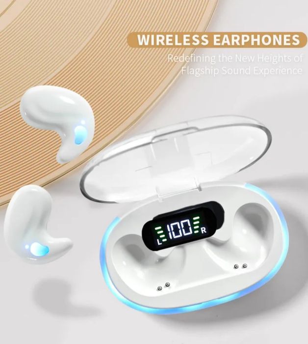 Bluetooth навушники TWS білі кейс з екраном