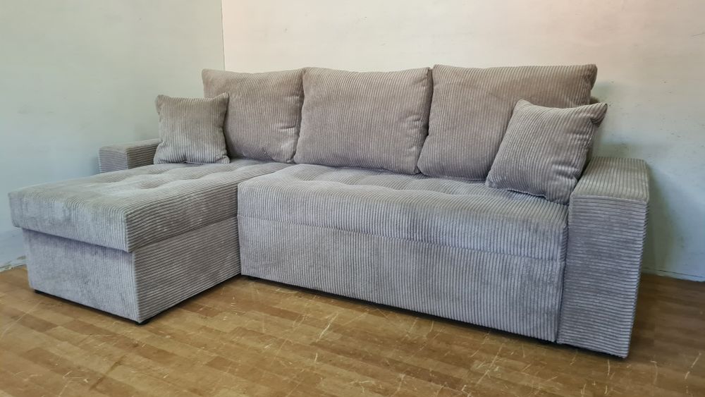 Nowy Narożnik sprężyny automat sztruks welur plusz kanapa sofa rogówka
