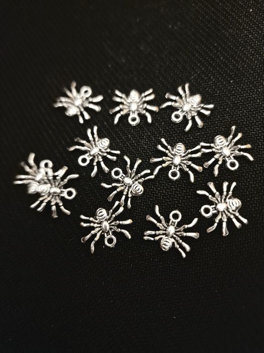 Aranhas Prateadas 12 Peças Pingentes/Pendentes Bijuteria
