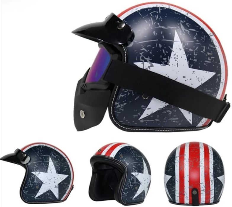 (NOVO) CAPACETE Mota Vintage Chopper Vespa Harley Bobber Shadow