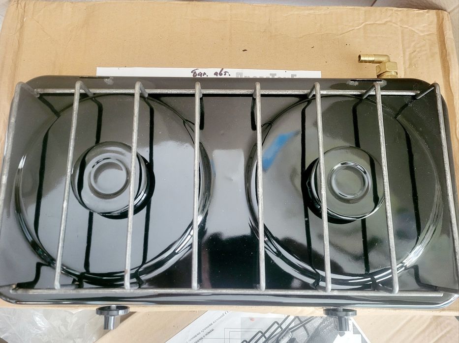 Настольная  2х горелочная газовая плита  с крышкой