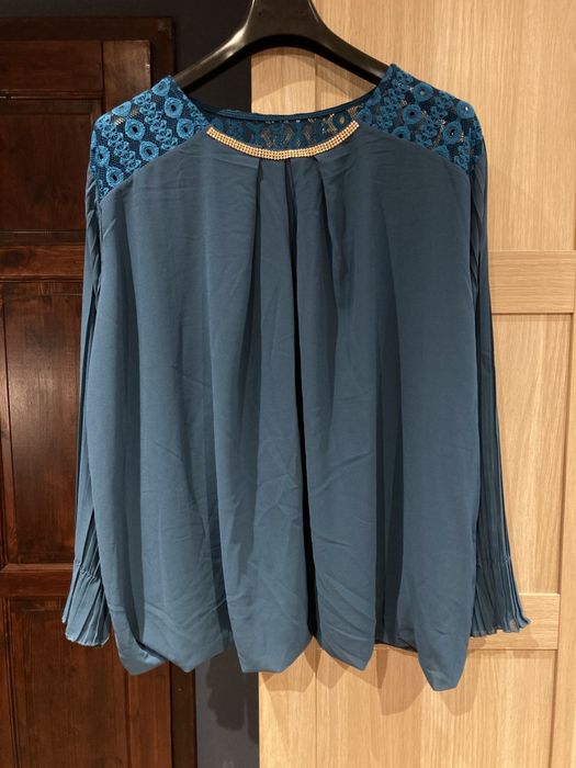 Made in Italy Elegancka Bluzka Koronka XXL