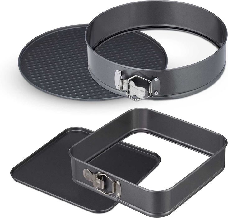 Zestaw blach Relaxdays Tortownice 6w1 okrągłe i kwadratowe od 26-28 cm