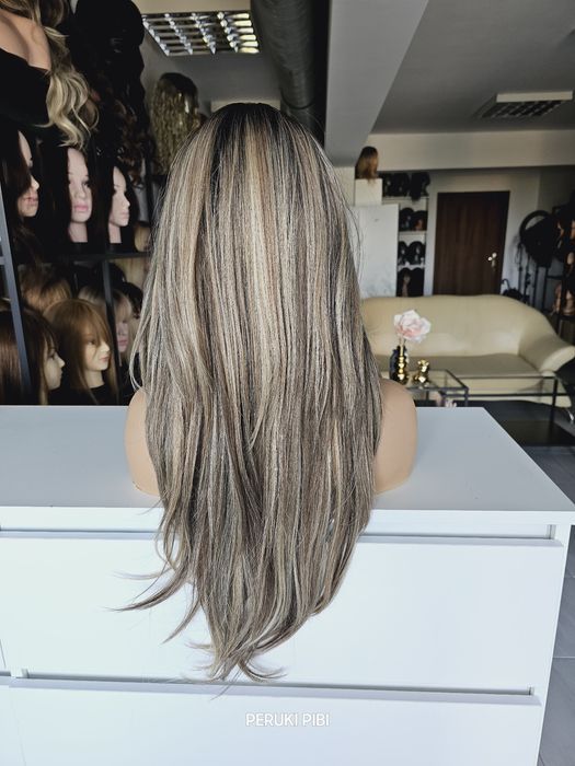 Długa peruka blond brąz baleyage 3D Kimll naturalna fryzura
