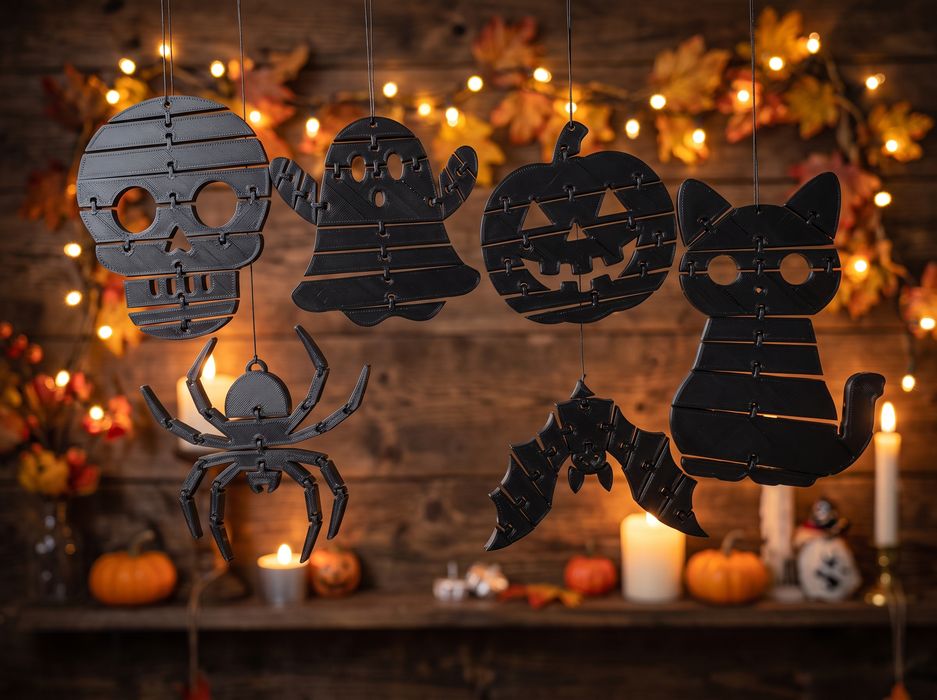 Decoração de Halloween articulada com 6 personagens