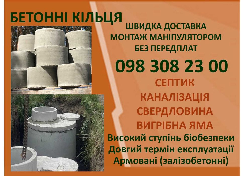 Бетонні кільця КДЦ:100:35 від виробника Черкаська область. Доставка