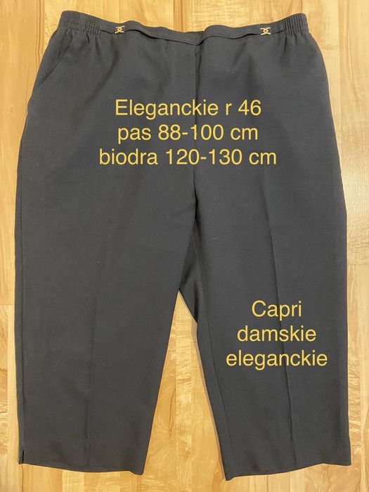 Czarne 3XL 46 damskie spodneki capri elehanckie spodnie praca biuro