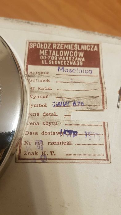 Maselnica PRL 1979 srebrna szklana