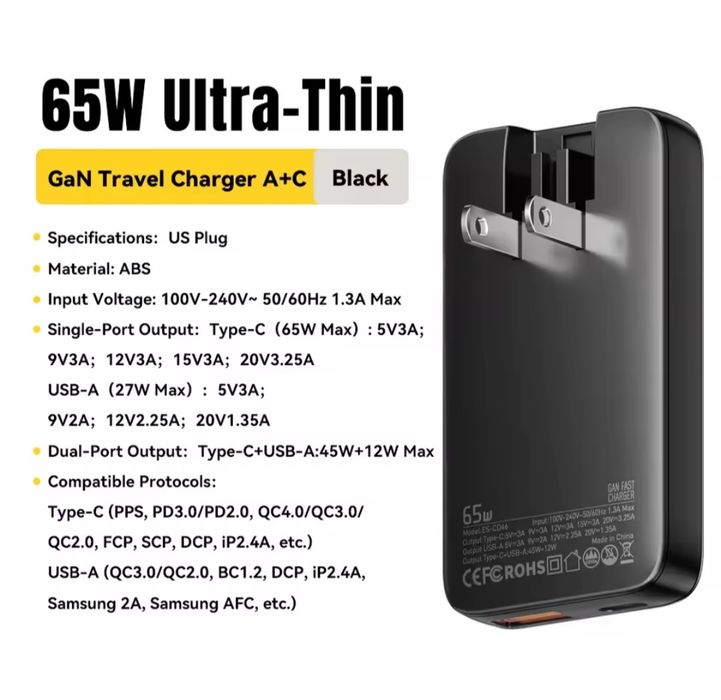 Essager 65W ( ультратонкий  )блочок  швидкісної зарядки